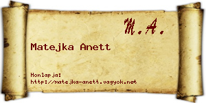 Matejka Anett névjegykártya